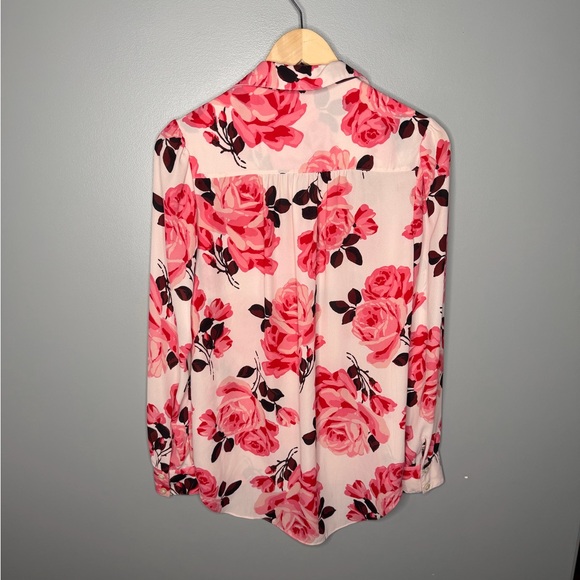 Kate Spade Pink Floral Rose Button Down Blouse - Picture 3 of 9
